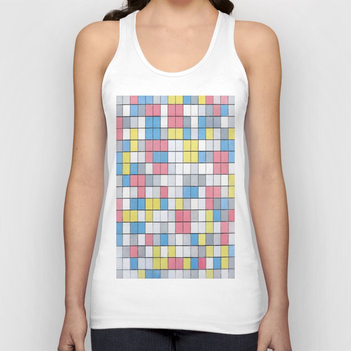 Piet Mondrian (1872-1944) - COMPOSITION WITH GRID 9 - Checkerboard Composition with Light Colors - 1919 - De Stijl (Neoplasticism), Abstraction - Oil - Digitally Enhanced Version II - Tank Top