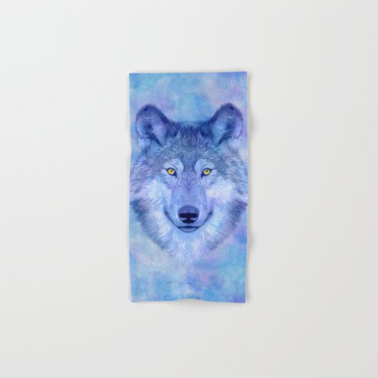 Sky blue wolf with Golden eyes Hand & Bath Towel