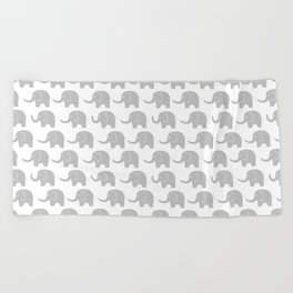 Grey Elephant Parade Beach Towel