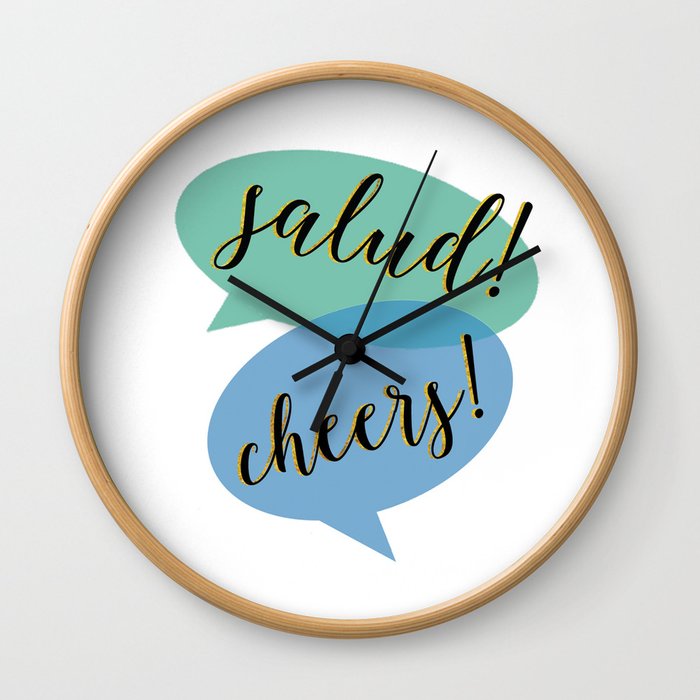 Salud and Cheers Wall Clock