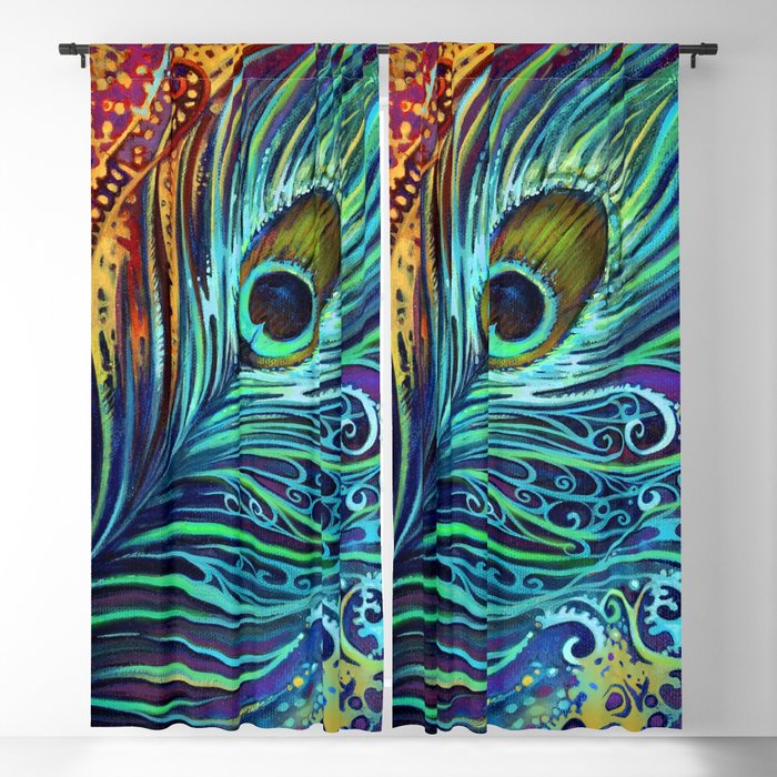 Peacock Feather by Laura Zollar Blackout Curtain