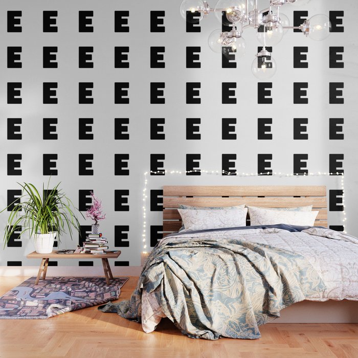 E (Black & White Letter) Wallpaper
