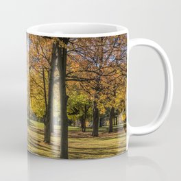 Fall City Park Scene Coffee Mug | Landscape, Autumn, Fallenleaves, Foliage, Scenic, Forest, Color, Digital, Orangeleaves, Photo 