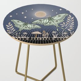 Luna Moths with moon and mushrooms - art and 2022 Lunar calendar (Northern Hemisphere) Side Table