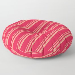 [ Thumbnail: Dark Salmon and Crimson Colored Striped Pattern Floor Pillow ]