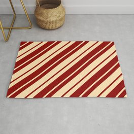 [ Thumbnail: Beige and Dark Red Colored Stripes/Lines Pattern Rug ]