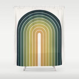 Gradient Arch XXVI Green Tones Mid Century Modern Rainbow Shower Curtain