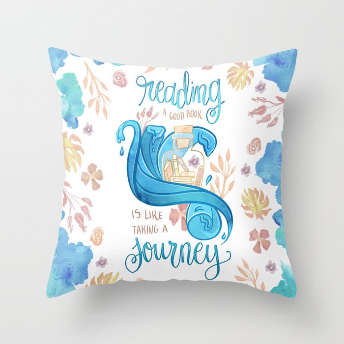 Reading A Good Book Throw Pillow By Catarinadesigns