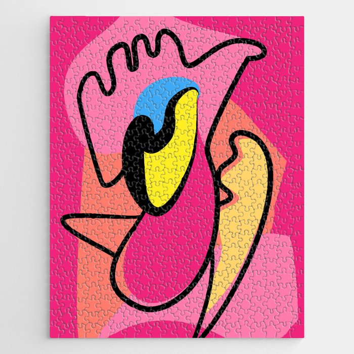 Abstract Pink Parrot - Matisse Inspired Jigsaw Puzzle