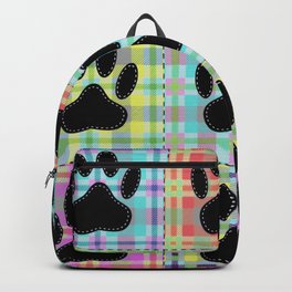 Colorful Quilt Dog Paw Print Drawing Backpack