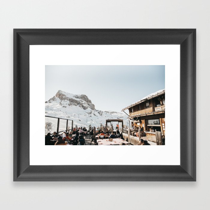 Dolomite Ski Resort | The definition of Mountaintop Après-ski definition | Norther Italy travel prints Framed Art Print