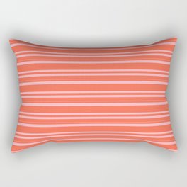 [ Thumbnail: Red & Light Pink Colored Lined Pattern Rectangular Pillow ]