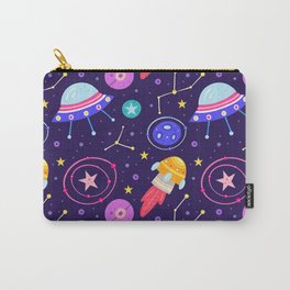 Brightly Colored Outer Space Pattern Carry-All Pouch