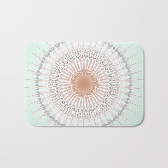 Mint Apricot Mandala Bath Mat