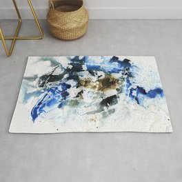 Blue, brown and black abstract Rug