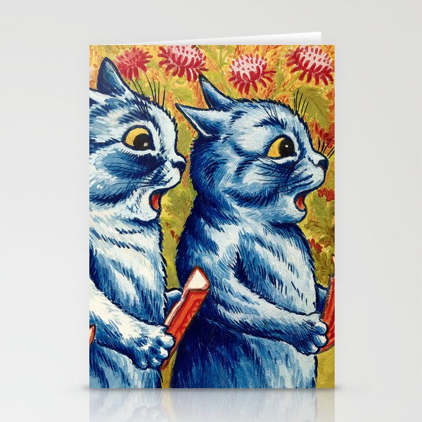 Three Cats Singing by Louis Wain Stationery Cards