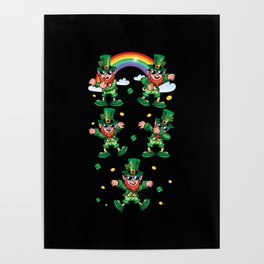 Dabbing Leprechaun Shamrock Saint Patrick's Day Poster