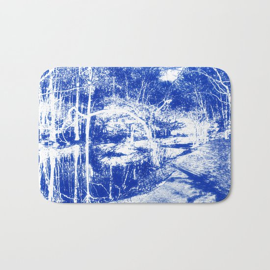 Looking in the water mirror-blue Bath Mat