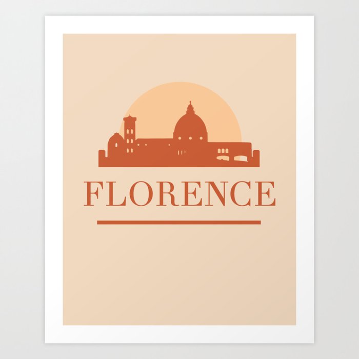 FLORENCE ITALY CITY SKYLINE EARTH TONES Art Print