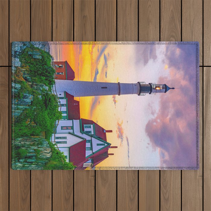 Portland Head Lighthouse Sunrise Print Outdoor Rug