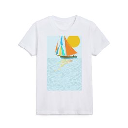 Sailing Boat Sunset Seascape Kids T Shirt