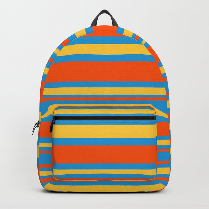 Retro Modern Horizontal Stripe Pattern Orange Blue Yellow Backpack