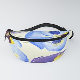 pansies pattern watercolor painting Fanny Pack