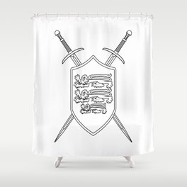 Crossed Swords and Shield Outline Shower Curtain