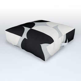 Abstraction_NEW_SHAPE_BLACK_WHITE_POP_ART_0905A Outdoor Floor Cushion