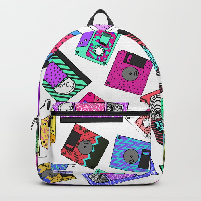 Retro 80's 90's Neon Patterned Cassette Tapes Backpack