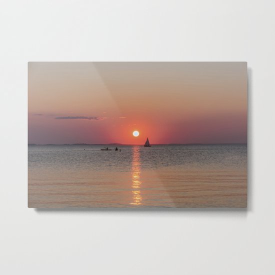 Sailboat Sunset Metal Print