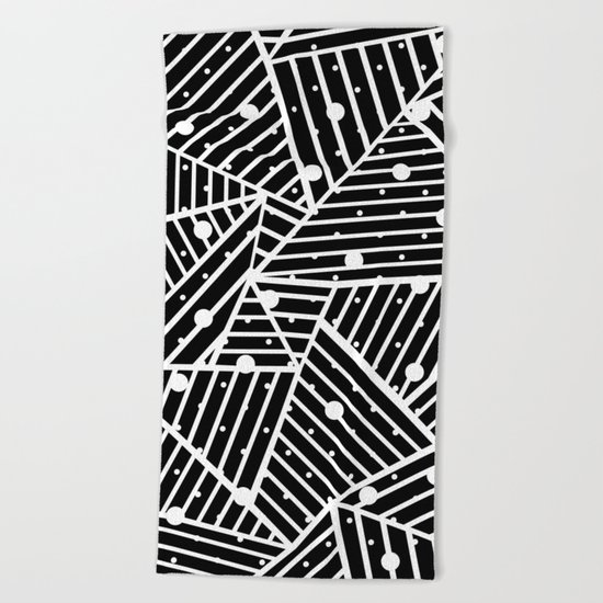 Abstraction Spots Close Up Black Beach Towel