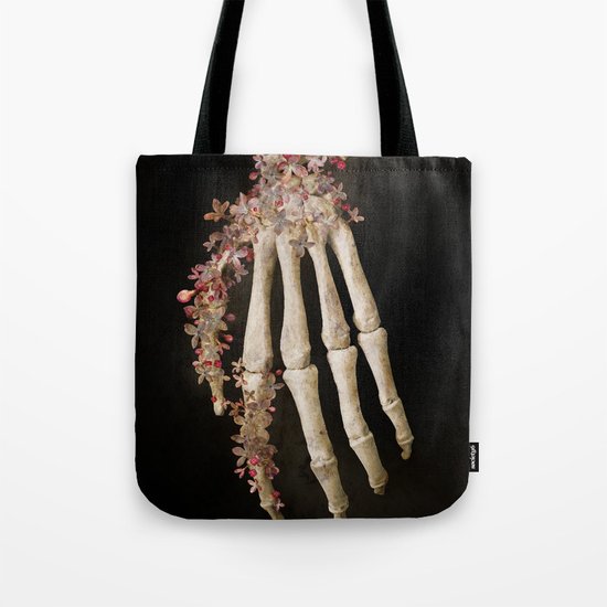 “Spring 1” skull and flowers Tote Bag
