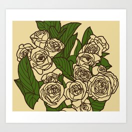 Lemon & Lime Bush Roses Art Print