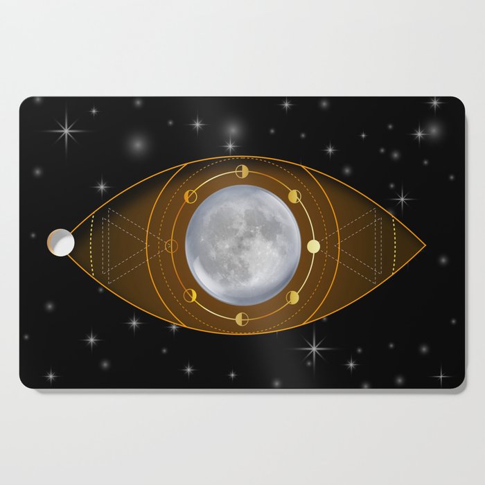 Third eye moon phases esoteric spiritual symbol gold Cutting Board