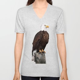 Bald eagle bird illustration V Neck T Shirt
