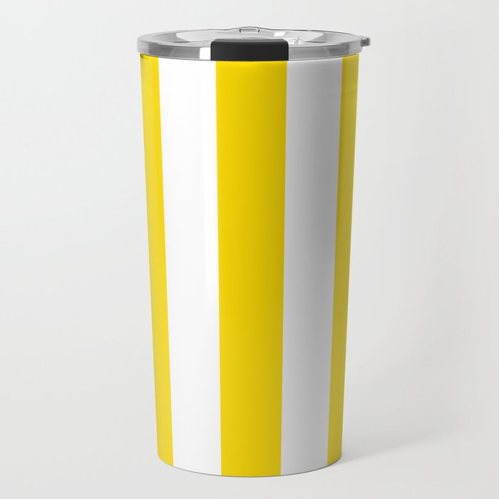Sprint Yellow - solid color - white vertical lines pattern Travel Mug