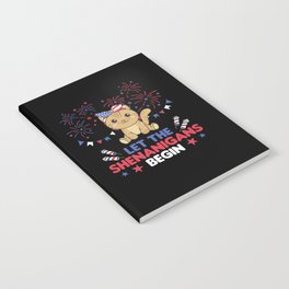 Happy 4th Cute Cat With Fireworks America Notebook