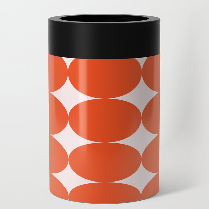 Retro Round Pattern - Orange Can Cooler