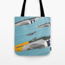 P51 Mustang Flying in Formation Tote Bag