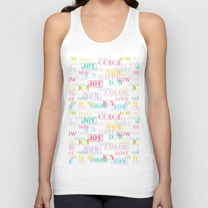 Enjoy The Colors - Colorful typography modern abstract pattern on creamy pastel color background Tank Top