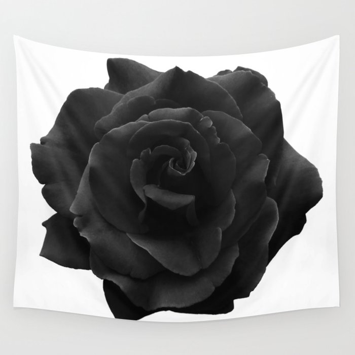 Black Rose on White Single Large High Resolution Wall Tapestry