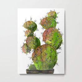Big Old Stingy Cactus Metal Print | Decorative, Aquarelle, Green, Decoration, Gardening, Unique, Painting, Stingy, Cactus, Big 