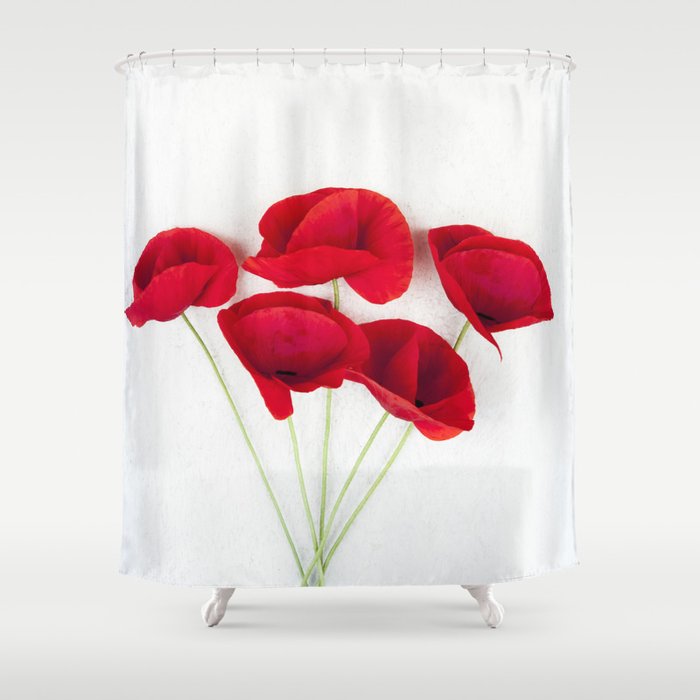 A Bunch Of Red Poppies Shower Curtain By Mariaheyens Society6 A Bunch Of Red Poppies Shower Curtain