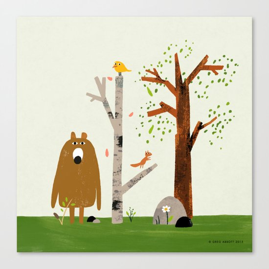Bear, Bird and Squirrel in the Woods Canvas Print