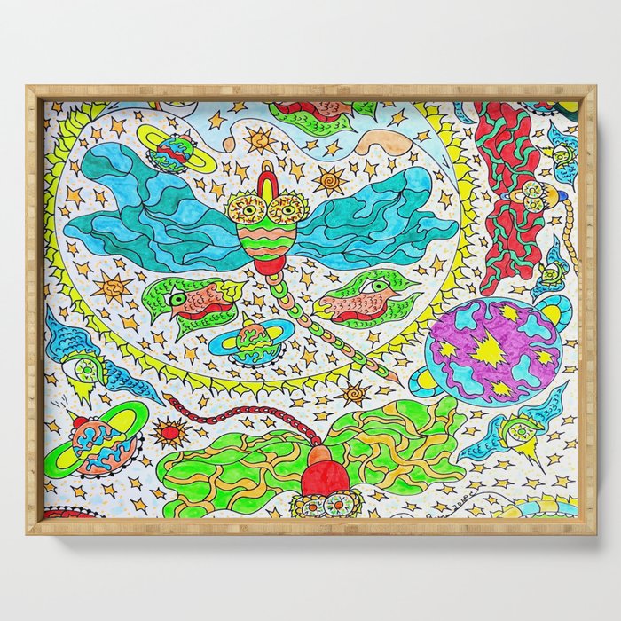 Cosmic Dragonflies Serving Tray