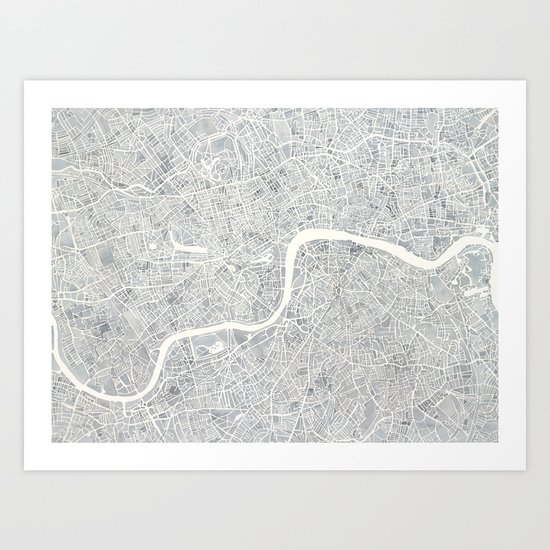 City Map London watercolor map Art Print