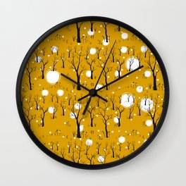 Trees Wall Clock | December, Woodland, Art, Decoration, Fancy, Drawing, Tree, Forest, Decorative, Cold 