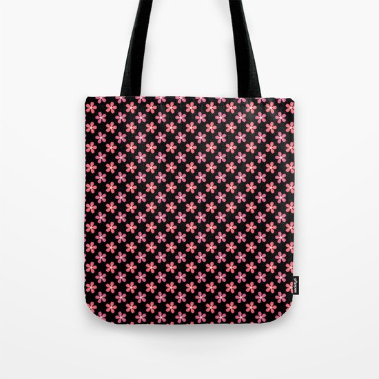 Happy Flowers on Black Tote Bag