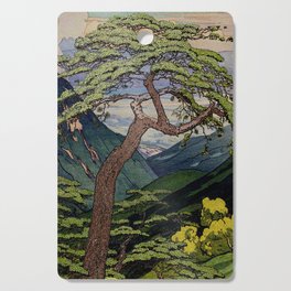 The Downwards Climbing - Summer Tree & Mountain Ukiyoe Nature Landscape in Green Cutting Board